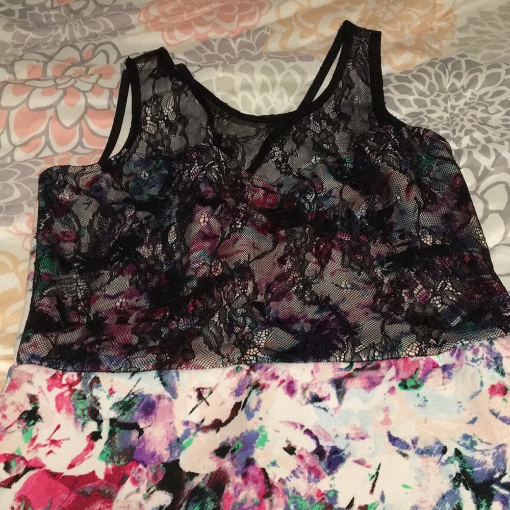 Multi colored/blk lace knee length dress